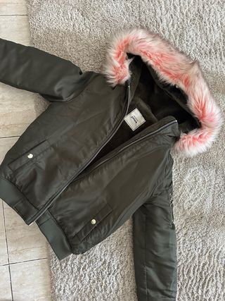 Chaqueta Bomber Forrada Rosa y Verde