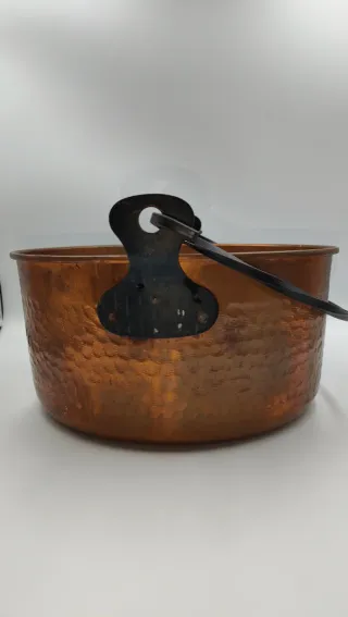 Olla Cobre Martillado Vintage con Asas