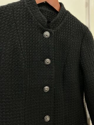 Chaqueta vintage de algodón negra tipo tweed
