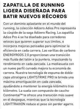 Adidas Adizero Adios PRO 4 Talla 43.5