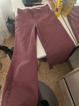 Pantalón ancho morado/rosa mujer