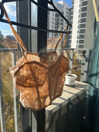 Top Corset Encaje Zara Beige XS