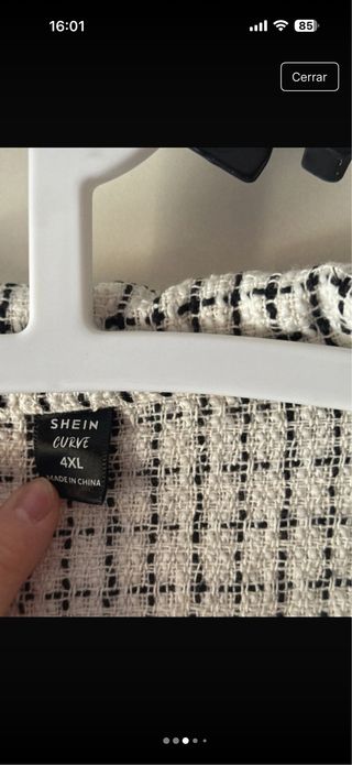 Chaqueta de paño cuadros blanco y negro