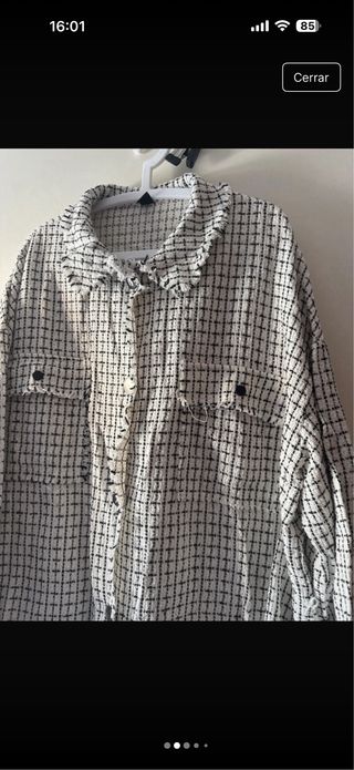 Chaqueta de paño cuadros blanco y negro