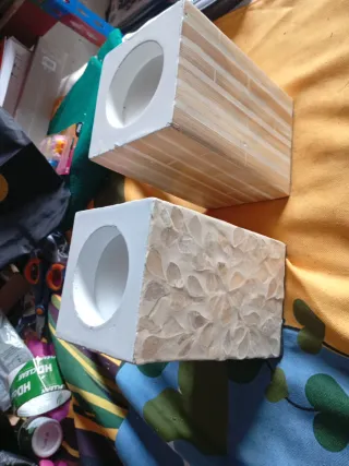 Confezione da 2 Portacandele Madreperla e Legno