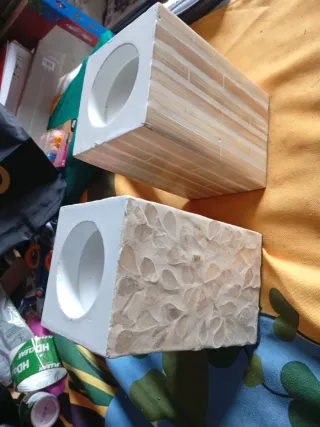 Confezione da 2 Portacandele Madreperla e Legno