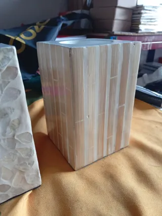 Confezione da 2 Portacandele Madreperla e Legno