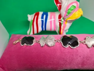 Pulsera Osos Negra y Plateada
