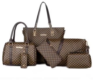 Set de 5 Bolsos Marrones y Dorados