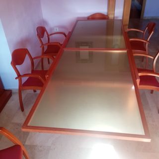 Mesa Comedor Extensible Madera y Cristal
