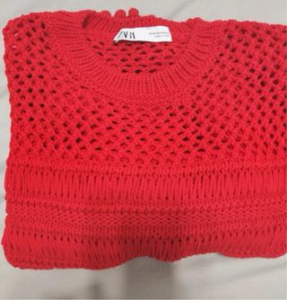 Jersey Zara calado rojo cortito