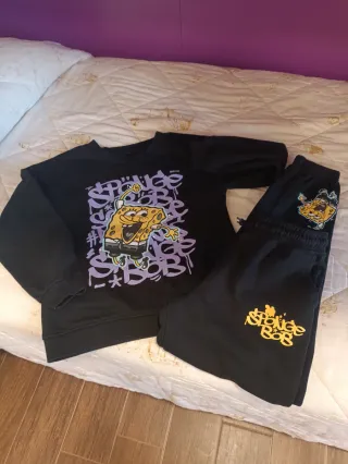 Tuta Spongebob nera con stampa