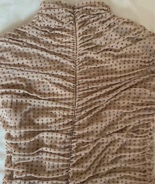 Vestido Zara joya perlas rosa palo y plata