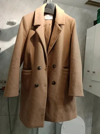 Abrigo paño beige doble botonadura