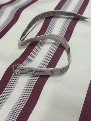 Cortina corredera toldo rayas beige y rojo