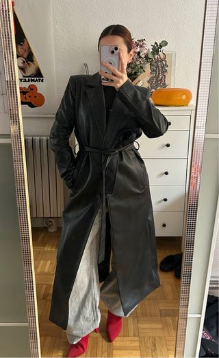 Gabardina Zara Negra Larga