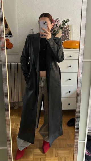 Gabardina Zara Negra Larga