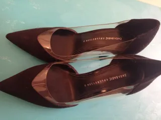 Zapatos tacón Zara negros transparentes