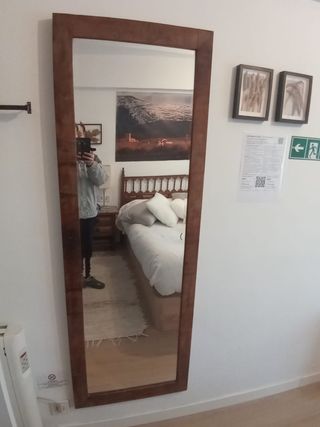 ESPEJO ANTIGUO EN MADERA DE PUERTA ARMARIO RETRO