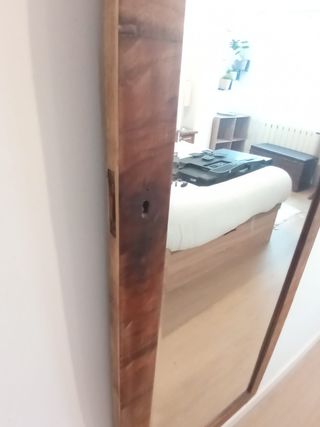 ESPEJO ANTIGUO EN MADERA DE PUERTA ARMARIO RETRO