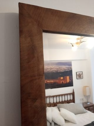 ESPEJO ANTIGUO EN MADERA DE PUERTA ARMARIO RETRO