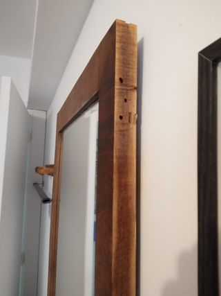 ESPEJO ANTIGUO EN MADERA DE PUERTA ARMARIO RETRO