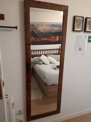 ESPEJO ANTIGUO EN MADERA DE PUERTA ARMARIO RETRO