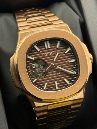 Seiko Mod Nautilus Oro Rosa Chocolate