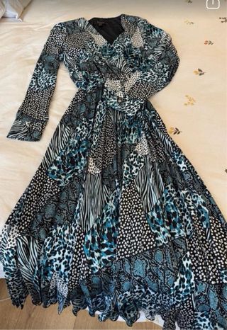 Vestido estampado patchwork largo