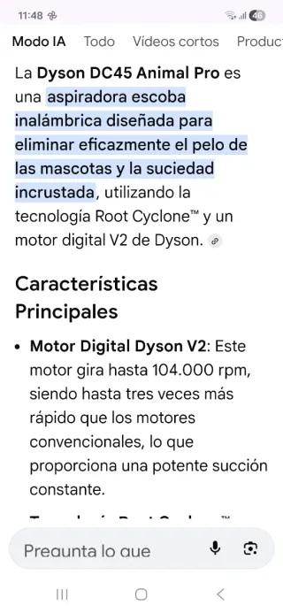 Aspiradora Dyson DC45 ANIMALPRO