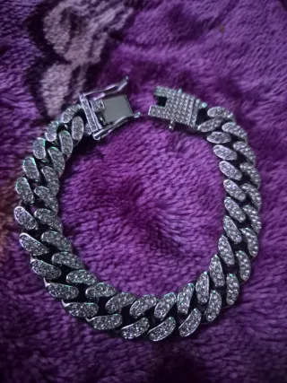 Pulsera acero eslabones brillantes