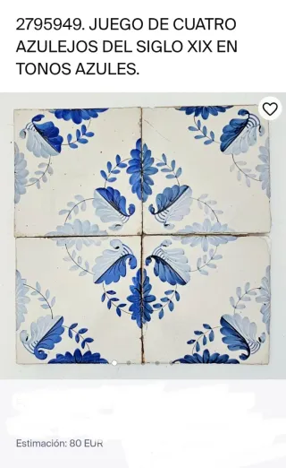 4 Azulejos Antiguos Catalanes. Siglo XXI.