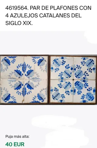4 Azulejos Antiguos Catalanes. Siglo XXI.