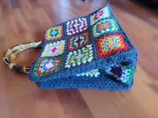 Borsa uncinetto granny squares fatta a mano