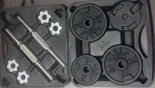 lote Pesas y mancuernas con maletín total 20kg