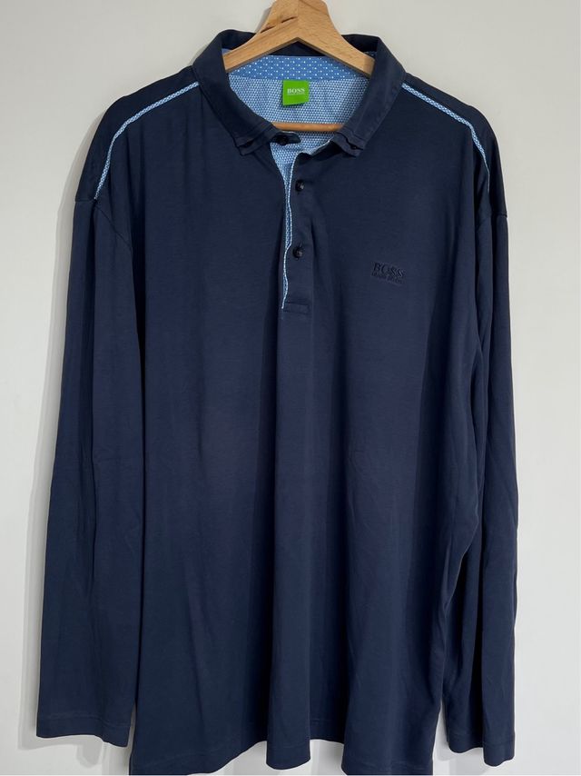 Polo Boss manga larga azul