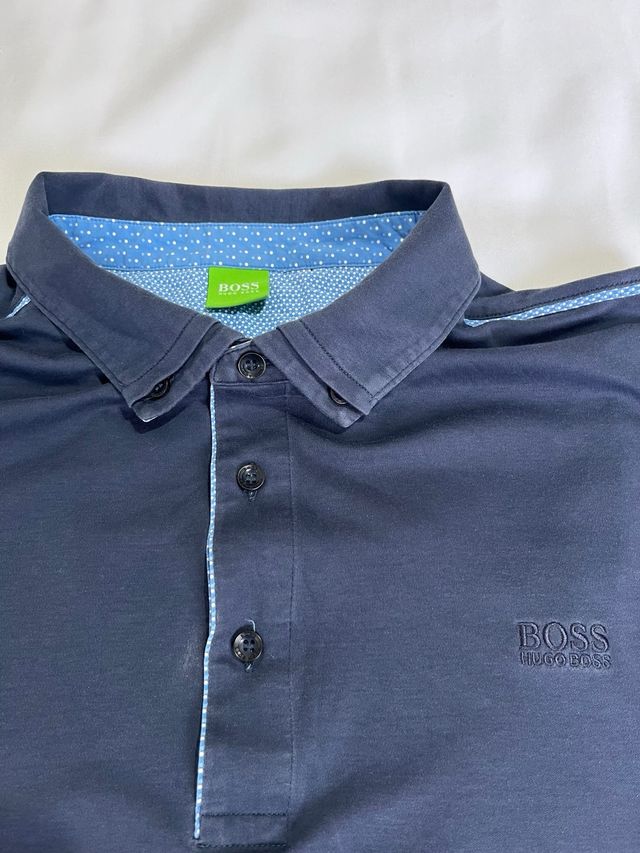 Polo Boss manga larga azul