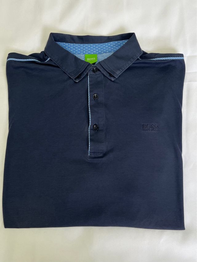 Polo Boss manga larga azul