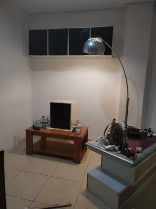 Mueble modular salón cristal y madera