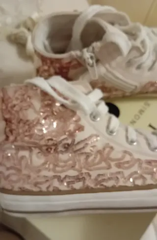Sneakers Twinset rosa e bianche con paillettes