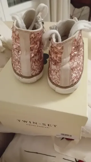 Sneakers Twinset rosa e bianche con paillettes