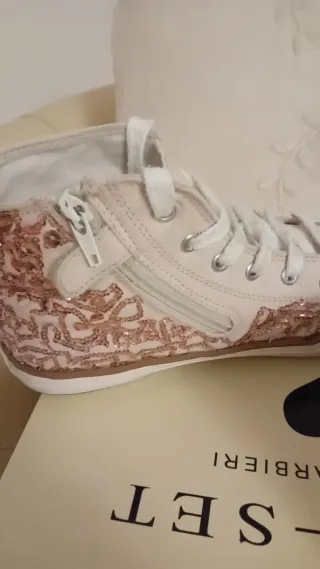 Sneakers Twinset rosa e bianche con paillettes