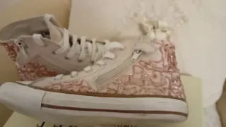 Sneakers Twinset rosa e bianche con paillettes