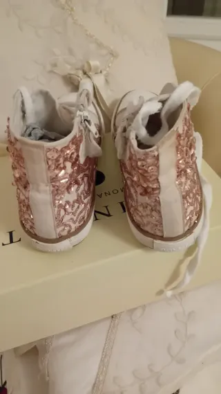 Sneakers Twinset rosa e bianche con paillettes