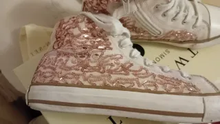 Sneakers Twinset rosa e bianche con paillettes