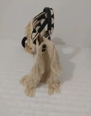 Bolso H&M Beige y Negro con Flecos