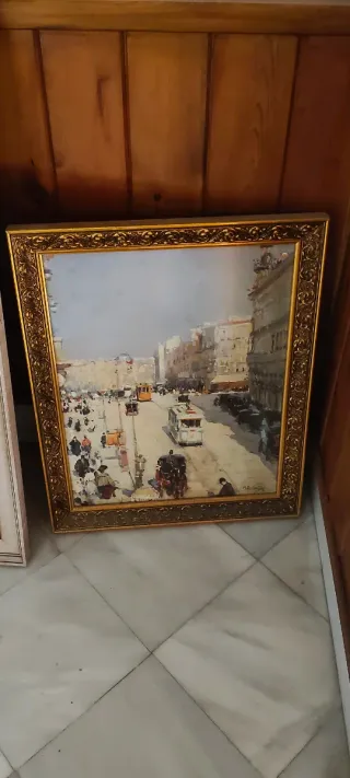 Cuadro decorativo dorado y multicolor