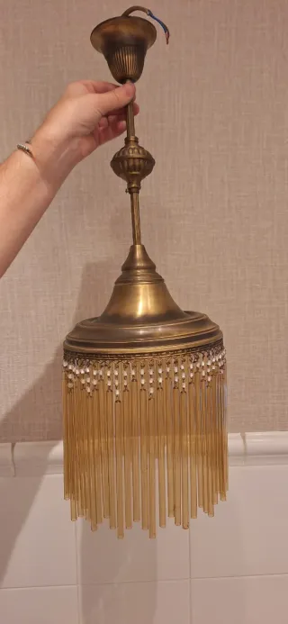 Lámpara colgante vintage cristal y metal