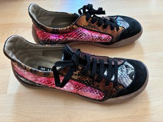 Zapatillas Muxart Piel Serpiente Oro y Rosa