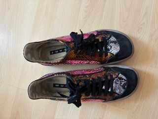 Zapatillas Muxart Piel Serpiente Oro y Rosa